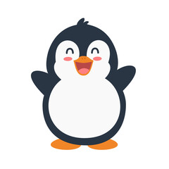 A cute penguin laughing. Funny animal cartoon. Can be used for sticker and wallpaper
