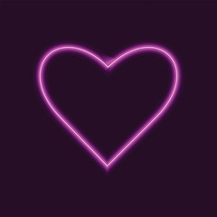 A vibrant pink neon heart outline glowing against a dark background