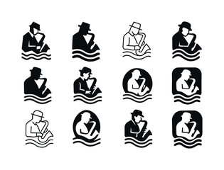 Fototapeta premium Jazz Saxophonist Icon Set. A jazz musician playing a saxophone i