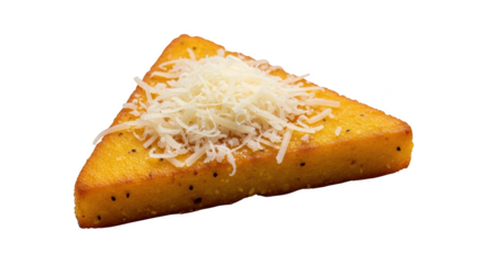 Fried Polenta Wedge Topped with Grated Parmesan Cheese