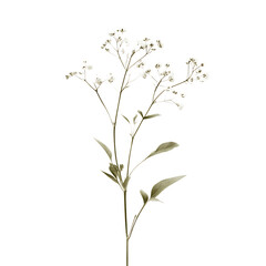 Fototapeta premium Delicate Baby's Breath Flower Stem on Transparent Background, Minimalist Design