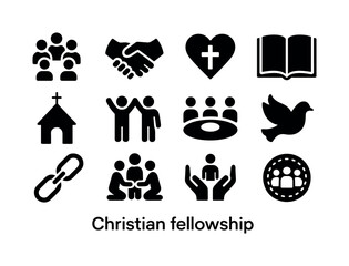 Christian Fellowship Icons. Christian fellowship. Solid icon set