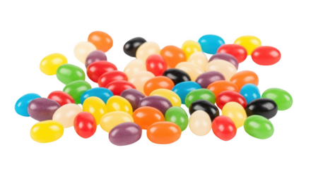 Pile of colorful oval shaped jelly beans on black background