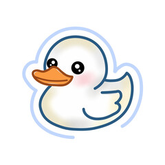 Cute White Swan Duck Cartoon Illustration