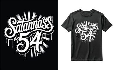 Satanass 54 graffiti style typography design for tshirt mockup