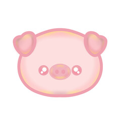Cute Pink Pig Face Cartoon