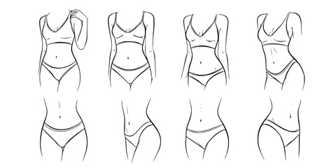 Elegant line art drawings of women's bodies 