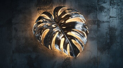 Detailed monstera leaf closeup