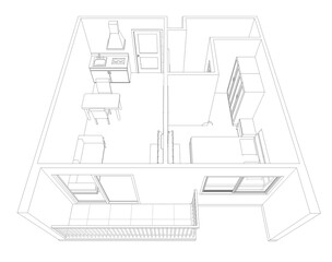 Fototapeta premium 3D illustration of interior project 