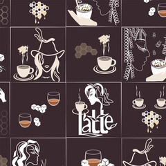 seamless pattern with no background showing a coffee ceremony