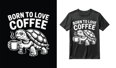 Funny turtle drinking coffee tshirt design graphic