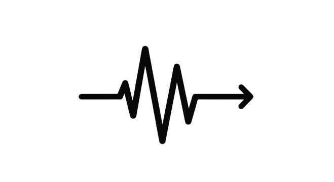 Simple graphic representation of a fluctuating waveform with an arrow indicating direction.