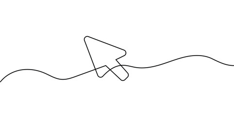 Mouse cursor continuous one line art. vector illustration 