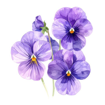 菫の花の水彩イラスト