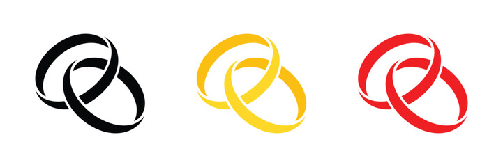 Wedding ring icon set. marriage symbol. engagement icon. Intertwined ring icon. vector illustration 