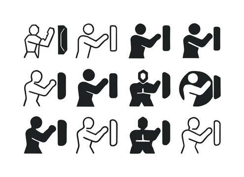 Body Combat Logos. body combat. Icon set. Set Logo of body comba
