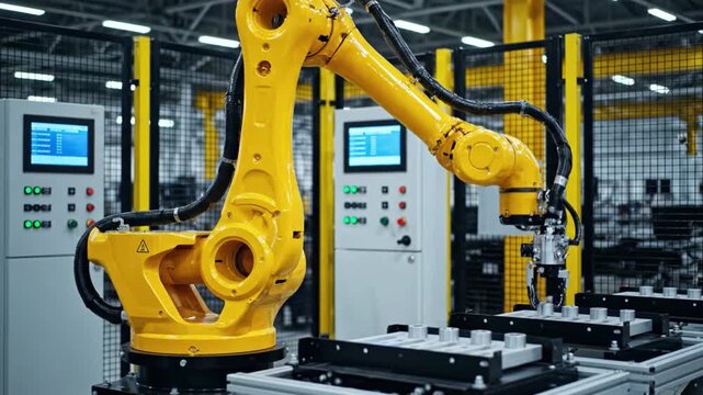 Industrial Robot Arm Precision Manufacturing Automation Background