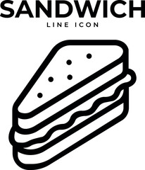 Sandwich line icon simple food symbol for cafe and restaurant menus isolated on white background