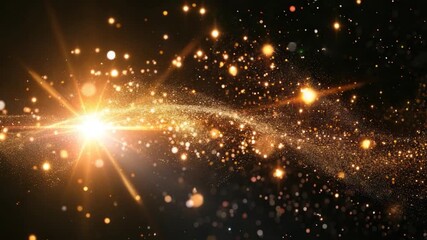 Video A bright light shines brightly on a black background, ideal for use in designs requiring attention-grabbing highlights