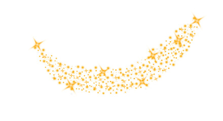 Magical golden stars sparkle trail isolated vector graphic design element
