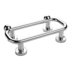 Modern stainless steel shower grab bar isolated on white background