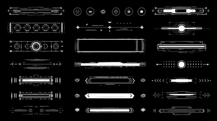 Futuristic UI elements, various shapes and sizes