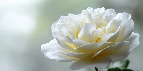 Fototapeta premium Close-up of blooming white rose with soft focus background