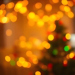 Fototapeta premium 노란 주황빛 전구가 빛나는 크리스마스 트리장식Christmas tree ornament with yellow orange light bulbs