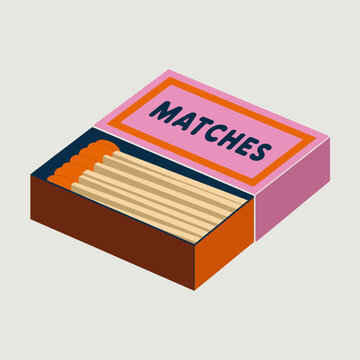 A vibrant matchbox open to reveal neatly arranged striking matches, ideal for illustrating themes of light, safety, and everyday household items in visual media.