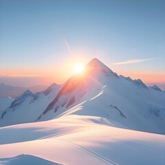 the sun rising behind a snow-covered mountain눈덮인 산 뒤로 떠오르는 해