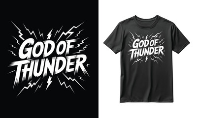 Naklejka premium God of thunder graphic tshirt design mockup with lightning elements