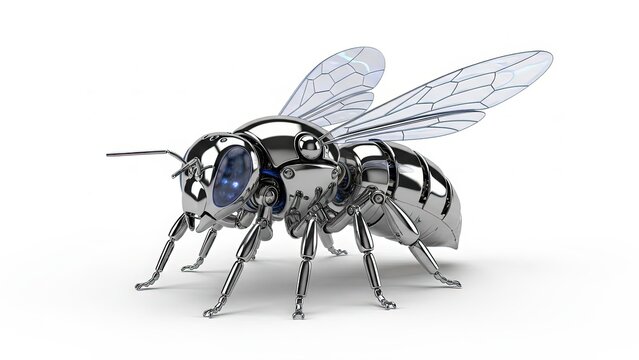 Robotic Bee 3D Render on White