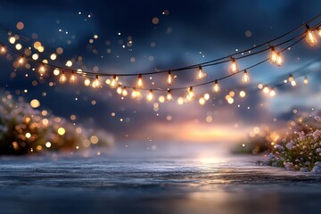 Creative Abstract Background with Neon Hanging Light Strip