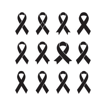 Black Color Lazo luto Silhouette Vector Illustration, Solid White Background.