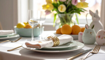 Eleganckie nakrycie stołu na wielkanoc