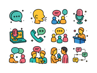 Verbal Communication Icons. Verbal Communication. Colorful isome