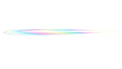 Iridescent elongated oval shape with a pointed tip isolated on transparent background
