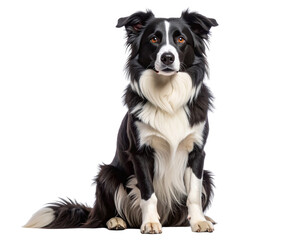 Fototapeta premium Border Collie Sitting and Looking Forward, Full Body, Isolated on Transparent Background (3)