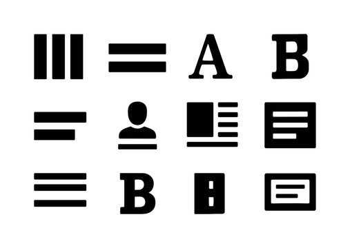Newspaper Icon Set. Newspaper typography. Solid icon set of news