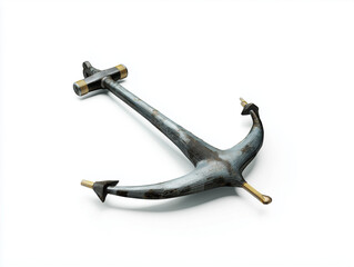 Obraz premium Antique metal slingshot isolated on a white background, showcasing vintage craftsmanship and rustic texture.