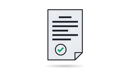 Approved document or certified paper icon with green checkmark for successful verification