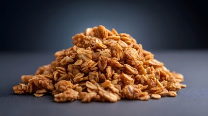 Obraz premium A detailed view of a golden brown pile of crunchy granola a wholesome energizing and delicious breakfast or snack