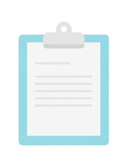 Minimalist Light Blue Clipboard with Document Paper Isolated Vector Icon