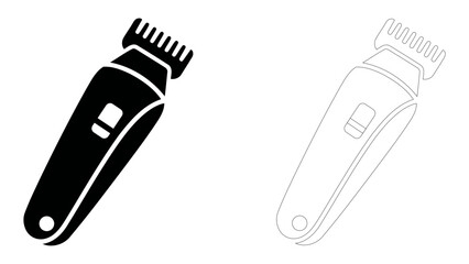 Electric hair trimmer icon, grooming tool for men, precision styling, personal care, isolated on white, silhouette and o