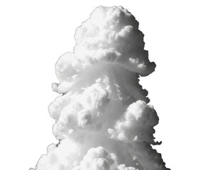 Large White Puffy Cumulus Cloud Formation Isolated on Transparent Background