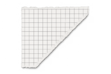 Torn triangular grid paper piece with ripped edges creating a blank note format for various messages and designs