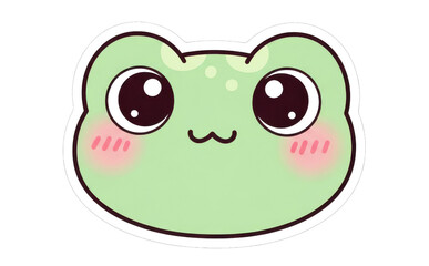 Cute Green Kawaii Frog Head Vector Illustration Isolated