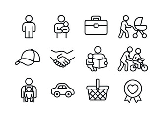 Fatherhood Icon Set. Fatherhood. Line icon set of Fatherhood: da