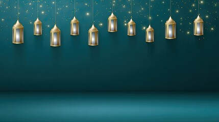 Elegant lanterns with soft glow and sparkling background creating a magical atmosphere for celebrations, events, or seasonal decor at night