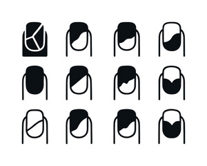 Foil Nail Icons. Foil nails. Icon set. Set Logo of Foil nails: r